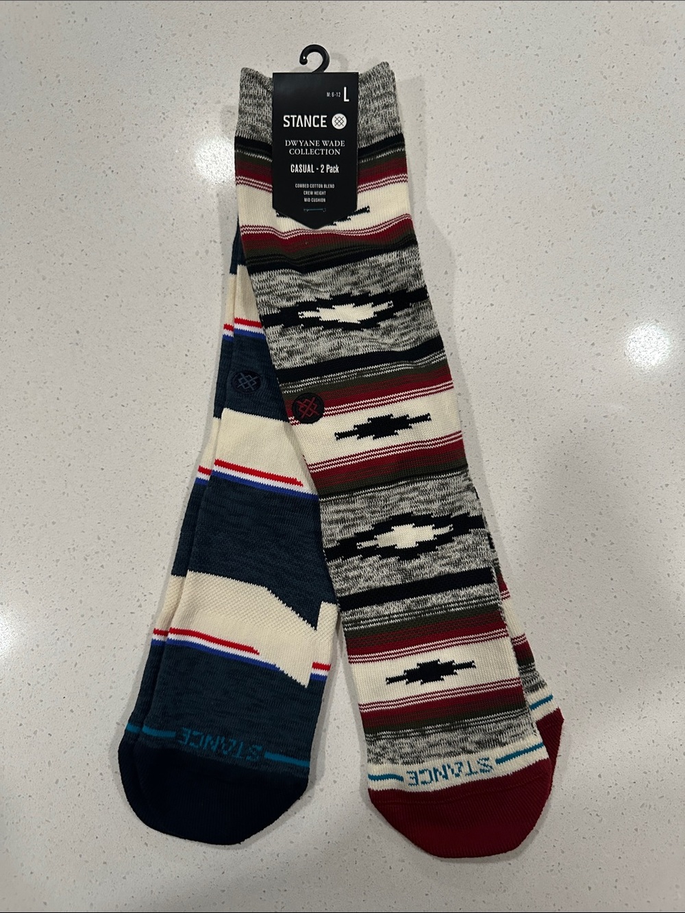 Stance Casual 2-Pack Crew Socks in Navy, Cream, Red, Gray